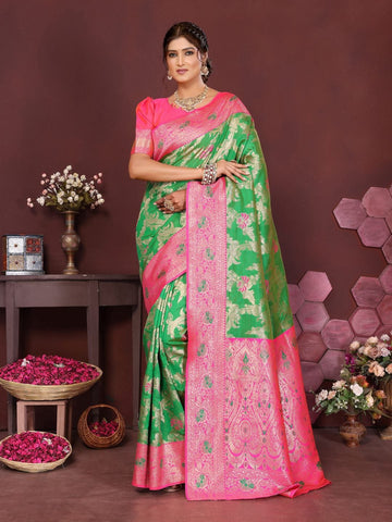 Varanga Women Banarasi Saree With Blouse Piece
